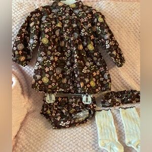 Daisy Fuentes Floral Brown Diaper Cover Set